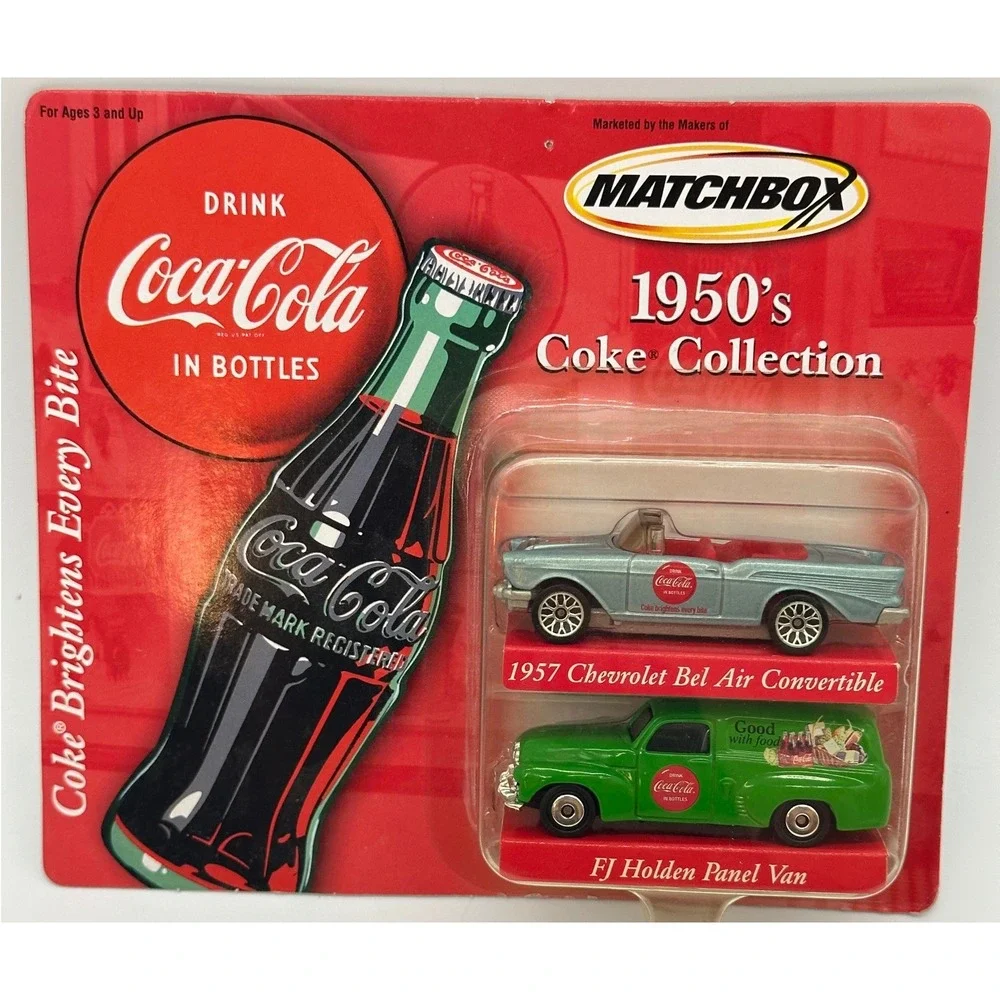 2001 Matchbox 1950s Coke Collection 1957 Chevy Bel Air FJ Holden 1:64 2-Pack